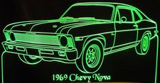 1969 Chevy Nova Acrylic Lighted Edge Lit LED Sign / Light Up Plaque Full Size Made in USA