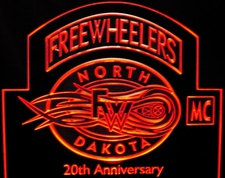 Freewheelers Trophy Award Acrylic Lighted Edge Lit LED Sign / Light Up Plaque Full Size Made in USA