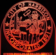 City of Harrison Trophy Award Acrylic Lighted Edge Lit LED Sign / Light Up Plaque Full Size Made in USA