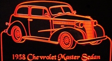 1938 Chevy Master Sedan Acrylic Lighted Edge Lit LED Sign / Light Up Plaque Full Size Made in USA