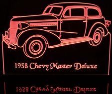 1938 Chevy Master Deluxe Acrylic Lighted Edge Lit LED Sign / Light Up Plaque Full Size Made in USA