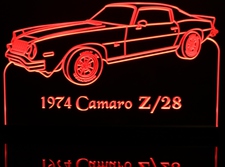 1974 Camaro Z28 Acrylic Lighted Edge Lit LED Sign / Light Up Plaque Full Size Made in USA