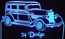 1934 Dodge Acrylic Lighted Edge Lit LED Sign / Light Up Plaque Full Size Made in USA