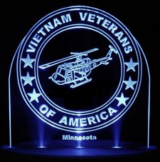 Vietnam Veterans War Memorial Medic Helicopter Acrylic Lighted Edge Lit LED Sign  Light Up Plaque Full Size Made in USA