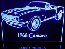 1968 Camaro SS Convertible Acrylic Lighted Edge Lit LED Sign / Light Up Plaque Full Size Made in USA