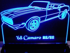 1968 Camaro RS/SS Convertible Acrylic Lighted Edge Lit LED Sign / Light Up Plaque Full Size Made in USA