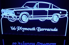 1966 Barracuda Cuda Acrylic Lighted Edge Lit LED Sign / Light Up Plaque Full Size Made in USA