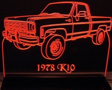 1978 Chevy Pickup Truck K10 Acrylic Lighted Edge Lit LED Sign / Light Up Plaque Full Size Made in USA