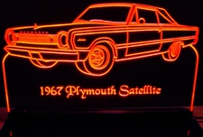 1967 Satellite Acrylic Lighted Edge Lit LED Sign / Light Up Plaque Full Size Made in USA