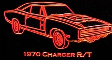 1970 Charger R/T Acrylic Lighted Edge Lit LED Sign / Light Up Plaque Full Size Made in USA