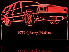 1979 Malibu SW Station Wagon Acrylic Lighted Edge Lit LED Sign / Light Up Plaque Full Size Made in USA
