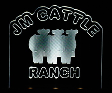 JM Cattle Advertising Business Logo Acrylic Lighted Edge Lit LED Sign / Light Up Plaque Full Size Made in USA