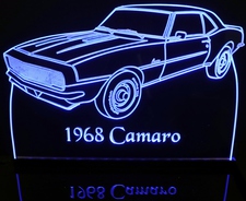 1968 Chevy Camaro Acrylic Lighted Edge Lit LED Sign / Light Up Plaque Full Size Made in USA