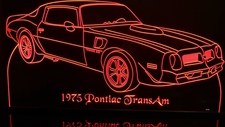 1975 Trans Am Acrylic Lighted Edge Lit LED Sign / Light Up Plaque Full Size Made in USA
