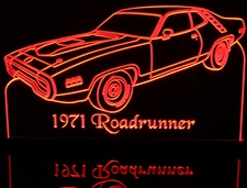 1971 Roadrunner Acrylic Lighted Edge Lit LED Sign / Light Up Plaque Full Size Made in USA
