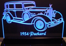 1934 Packard Acrylic Lighted Edge Lit LED Sign / Light Up Plaque Full Size Made in USA