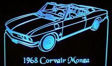 1968 Corvair Monza Convertible Acrylic Lighted Edge Lit LED Sign / Light Up Plaque Full Size Made in USA