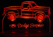 1976 Dodge Pickup Stepside Acrylic Lighted Edge Lit LEDTruck Sign / Light Up Plaque