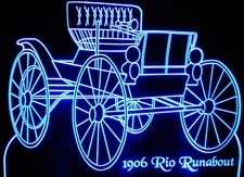 1906 Rio Runabout Acrylic Lighted Edge Lit LED Sign / Light Up Plaque Full Size Made in USA