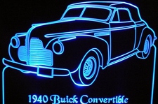 1940 Buick Convertible Acrylic Lighted Edge Lit LED Car Sign / Light Up Plaque 40