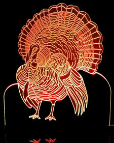 Turkey Thanksgiving Light Acrylic Lighted Edge Lit LED Sign / Light Up Plaque Full Size Made in USA