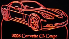 2008 Corvette C6 Acrylic Lighted Edge Lit LED Sign / Light Up Plaque Full Size Made in USA