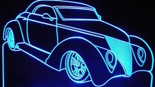 1937 Hot Rod Roadster Acrylic Lighted Edge Lit LED Sign / Light Up Plaque Full Size Made in USA