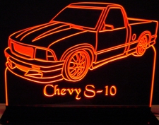 1994 Chevy S10 Pickup Truck Acrylic Lighted Edge Lit LED Sign / Light Up Plaque Full Size Made in USA