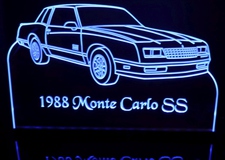 1988 Monte Carlo SS Acrylic Lighted Edge Lit LED Sign / Light Up Plaque Full Size Made in USA