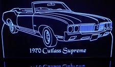1970 Olds Cutlass Supreme Convertible Acrylic Lighted Edge Lit LED Sign / Light Up Plaque Full Size Made in USA