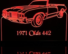 1971 Olds Cutlass 442 Convertible Acrylic Lighted Edge Lit LED Sign / Light Up Plaque Full Size Made in USA