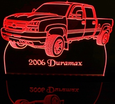 2006 Chevy Duramax Pickup Truck Acrylic Lighted Edge Lit LED Sign / Light Up Plaque Chevrolet Full Size Made in USA