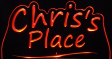 Chris Place Room Den Office (add your own name) Business Advertising Acrylic Lighted Edge Lit LED Sign / Light Up Plaque Full Size Made in USA