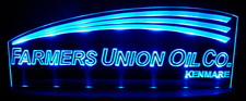 Farmers Union Oil Advertising Business Logo Acrylic Lighted Edge Lit LED Sign / Light Up Plaque Full Size Made in USA