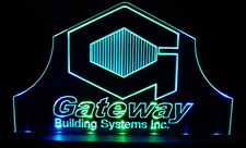 Gateway Building Systems Advertising Business Logo Acrylic Lighted Edge Lit LED Sign / Light Up Plaque Full Size Made in USA