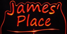 James Place Room Den Office (add your own name) Acrylic Lighted Edge Lit LED Sign / Light Up Plaque Full Size Made in USA