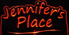 Jennifers Jennifer Place Room Den Office (add your own name) Acrylic Lighted Edge Lit LED Sign / Light Up Plaque Full Size Made in USA