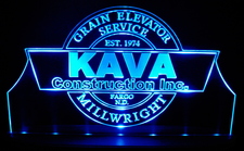 Kava Construction Advertising Business Logo Acrylic Lighted Edge Lit LED Sign / Light Up Plaque Full Size Made in USA