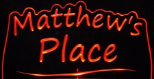 Matthews Matthew Place Room Den Office You Name It Acrylic Lighted Edge Lit LED Sign / Light Up Plaque