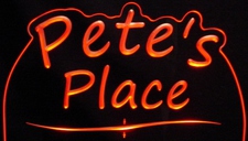 Petes Place Office Bar Name Sign Trophy Award (add your own name) Acrylic Lighted Edge Lit LED Sign / Light Up Plaque Full Size Made in USA