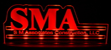 SMA Advertising Business Logo Acrylic Lighted Edge Lit LED Sign / Light Up Plaque Full Size Made in USA