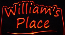 William's Williams Place Room Den Office (add your own name) Acrylic Lighted Edge Lit LED Sign / Light Up Plaque Full Size Made in USA