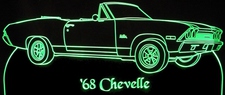 1968 Chevelle Convertible Acrylic Lighted Edge Lit LED Sign / Light Up Plaque Full Size Made in USA