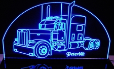 Semi Truck Peterbilt Acrylic Lighted Edge Lit LED Sign / Light Up Plaque Full Size Made in USA