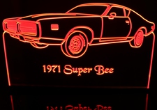 1971 Dodge Super Bee Acrylic Lighted Edge Lit LED Sign / Light Up Plaque Full Size Made in USA