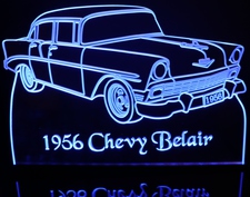 1956 Chevy Belair Shoebox Acrylic Lighted Edge Lit LED Sign / Light Up Plaque Full Size Made in USA