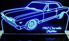 1967 Chevelle Malibu Acrylic Lighted Edge Lit LED Sign / Light Up Plaque Full Size Made in USA