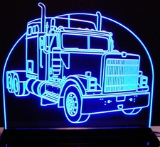 Semi Truck Peterbilt Acrylic Lighted Edge Lit LED Sign / Light Up Plaque Full Size Made in USA