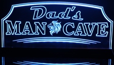 Man Cave with Lion Head (add your name) Acrylic Lighted Edge Lit LED Sign / Light Up Plaque Full Size Made in USA