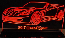 2017 Corvette Grand Sport Convertible Acrylic Lighted Edge Lit LED Sign / Light Up Plaque Full Size Made in USA